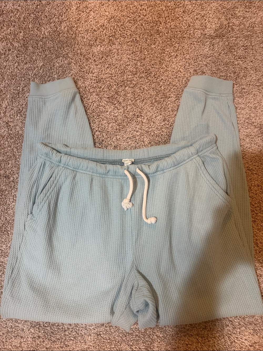 aerie Light Blue Waffle Knit Joggers